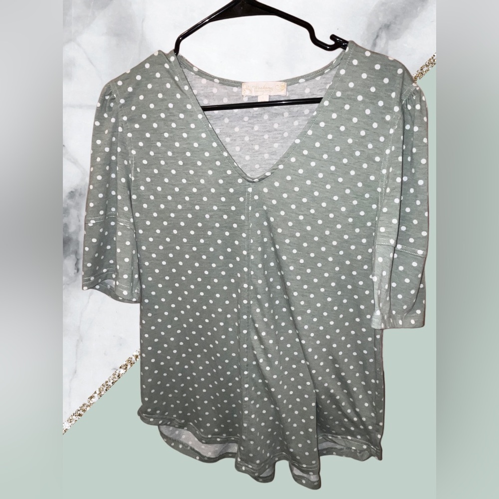 Green Polka dot shirt